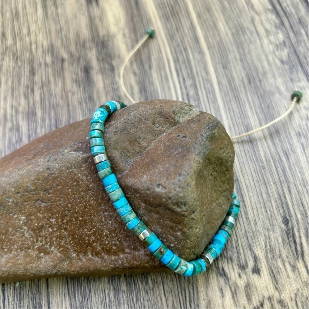 Beaded Adjustable Natural Turquoise Bracelet Natural Stone Perfect For Vacation Gifts Hand Knitting