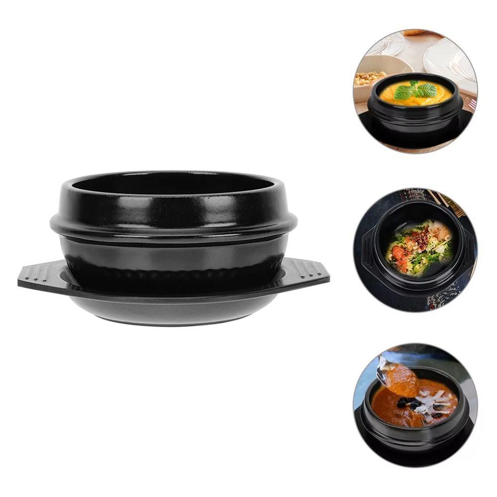 16cm Size Casserole Clay Pot with Tray Ceramic Soup Pot Kitchen Cookware Korean Stone Pot  Bibimbap