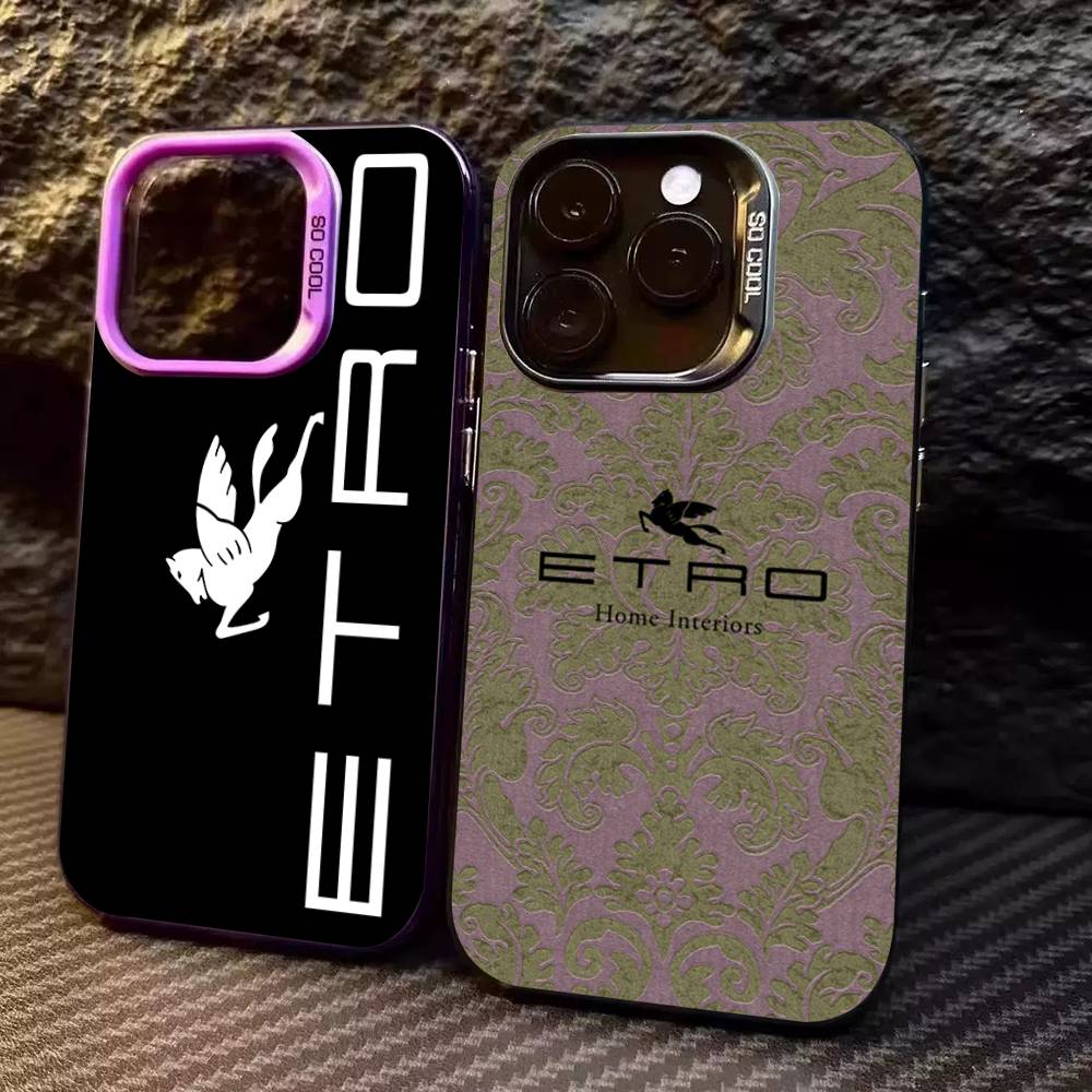 Роскошный чехол E-ETRO с логотипом, разноцветный, для iPhone 17 16 15 14 13 12 11 Pro Max Plus, матовый