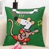 Cute Bobo the Mouse Cushion Cover Natural Linen Organic Fabric DoubleSided Printing Couch Pillow Covers Home Decor