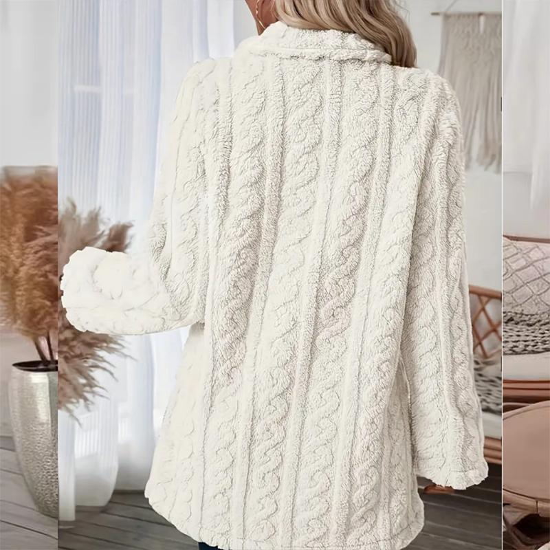 Autumn Winter Women Elegant Solid Color Fuzzy Lapel Coat Warm Casual Soft Zipper Jacket Plush Overcoat Female Fluffy Outwear