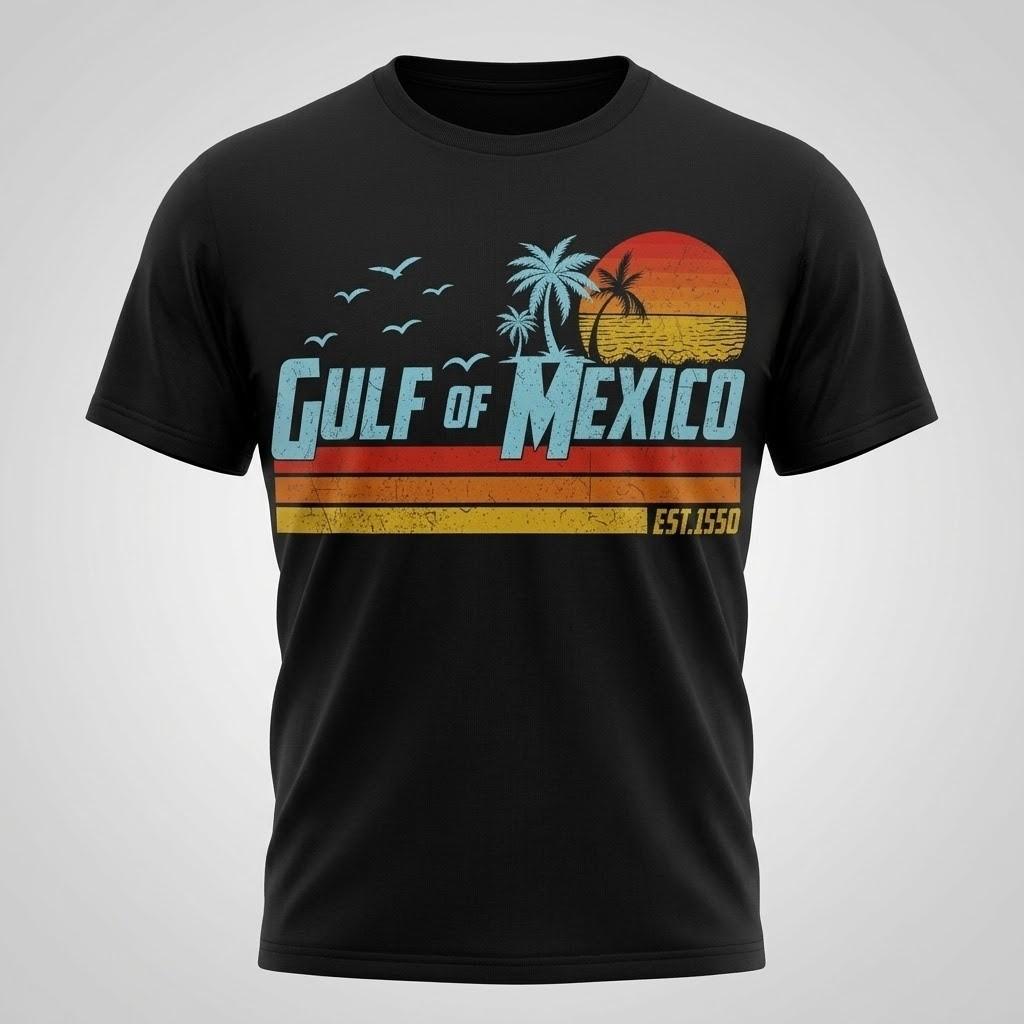 Gulf Of Mexico T-Shirt Men Women Vintage Sunset Cotton Tee S-5XL