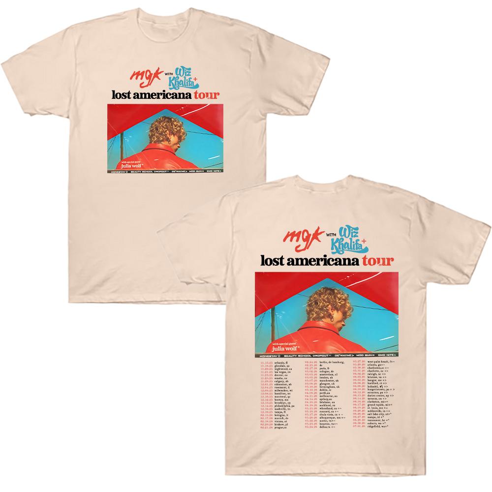 Rapper MGK Lost Tour 2026 T Shirts Unisex Round Neck Cotton Clothes Unisex New Short Sleeve Tees Summer Breathable Streetwear