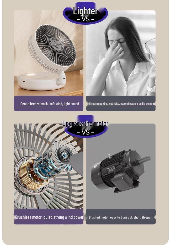 Portable USB Luminous Multifunctional Desk Fan with Silent Operation