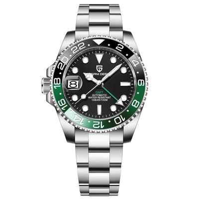 Часы Pagani Design с GMT Автоматические Механические Водонепроницаемые Керамические Нержавеющая сталь Сапфировое стекло Деловые Наручные часы для мужчин, С ручным заводом,