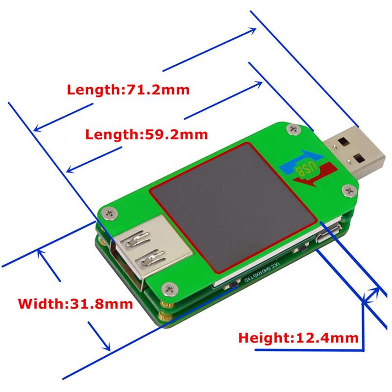 Type- C Voltmeter Ammeter UM25/25C,UM24/24C,UM34/34C Color LCD Display DC Volt Quick Charger amp ammeter Power Bank Detector