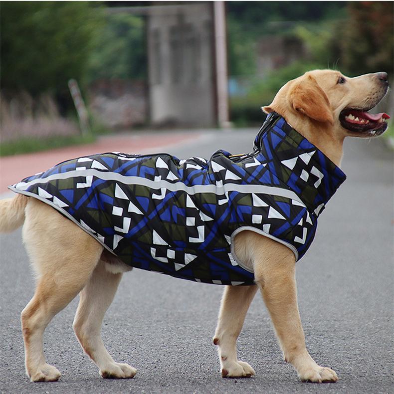 Синяя зимняя стеганая непромокаемая куртка для собак с рисунком каракулей, сохраняющая тепло, ночное отражение, хлопковое пальто для домашних животных, одежда для домашних животных