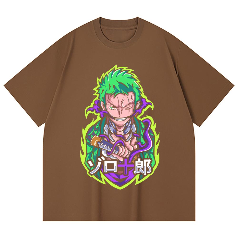 230 г/м² 100% хлопок Цельный V80 Принт Zoro Унисекс Тяжелая хлопковая футболка