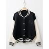 Shop   Women Non Collar Embroidered Logo Sleeve Color Block Baseball Jumper Bong