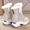 Fashion Wedge Shoes Women Suede Snow Boots Warm Plush Slip-on Zipper Fashion Woman Winter Women's Shoes Mid-Calf Ladies Platform Booties
