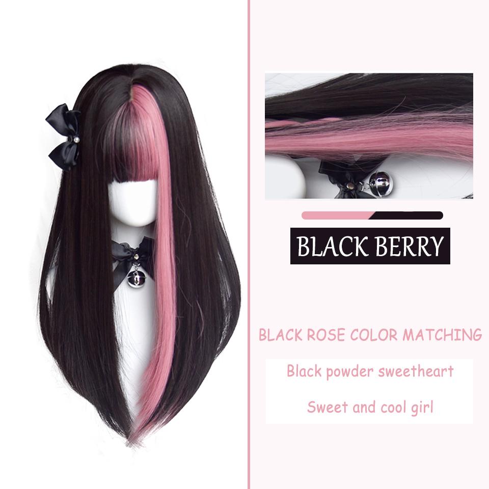 Synthetic Wig Double Spell Color Long Straight Girl Sweet And Spicy Girl Group Style Y2K Girl Lolita Long Ltraight Hair