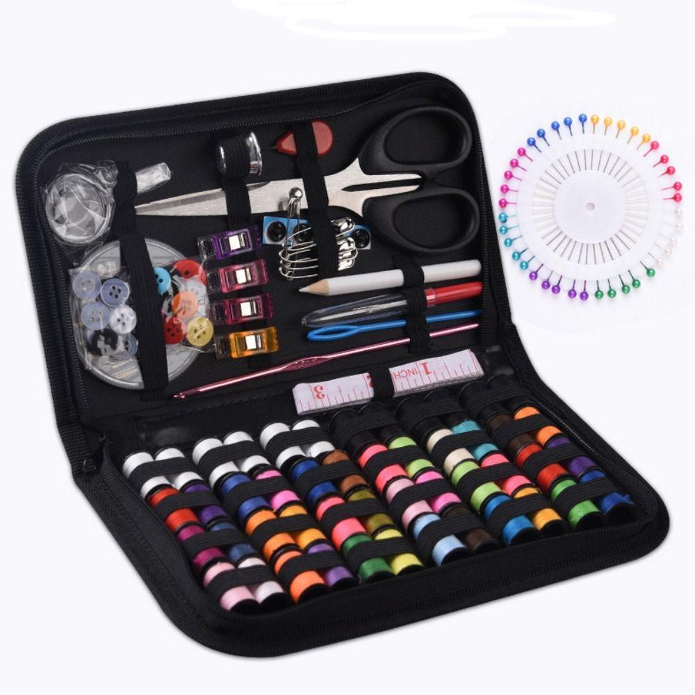 172pcs/set Portable Sewing Kit 48 Coils Needles Thread Box Scissors Sewing Box Set Household
