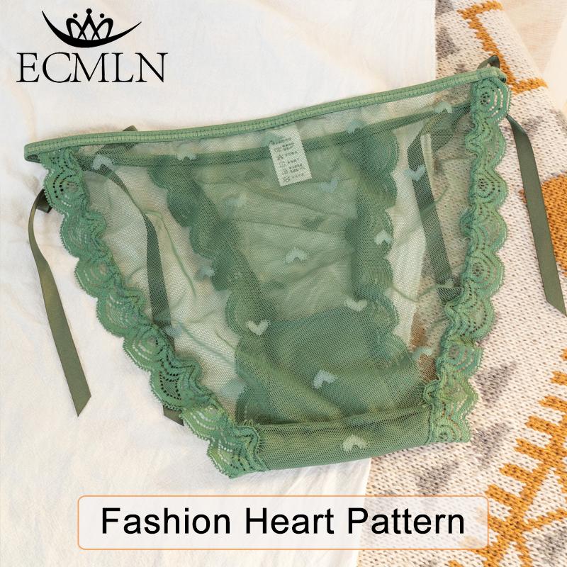 Sexy Lace Panties Printed Heart Lingerie Low-Rise Breathable Hollow Out Briefs Strappy Knickers