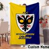Custom Name Wimbledon Football Club Crest Throws Blanket Flannel Blankets for Couch Bed Gifts for Men Women Picnic blanket Christmas fan gifts