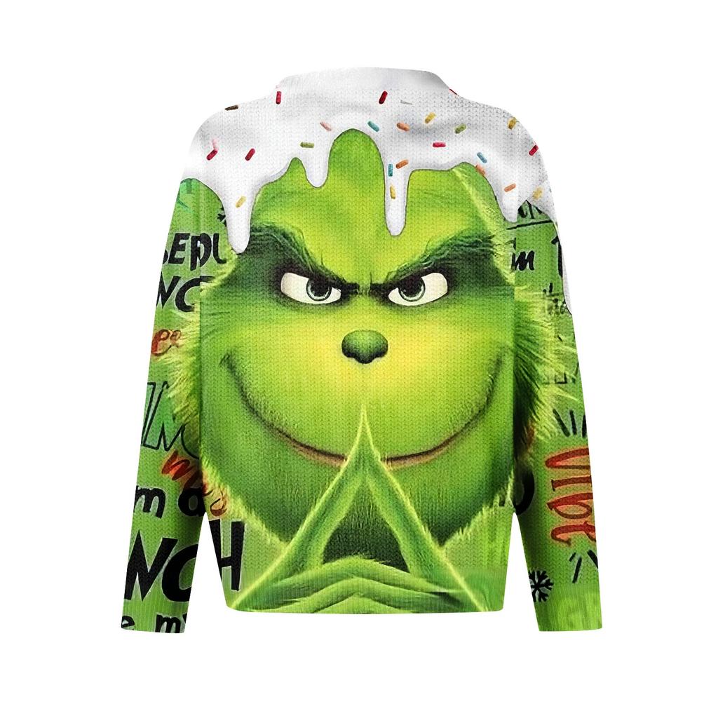 Женский рождественский свитер Милый забавный рождественский свитер Осень и зима Свитер с длинным рукавом вязаный