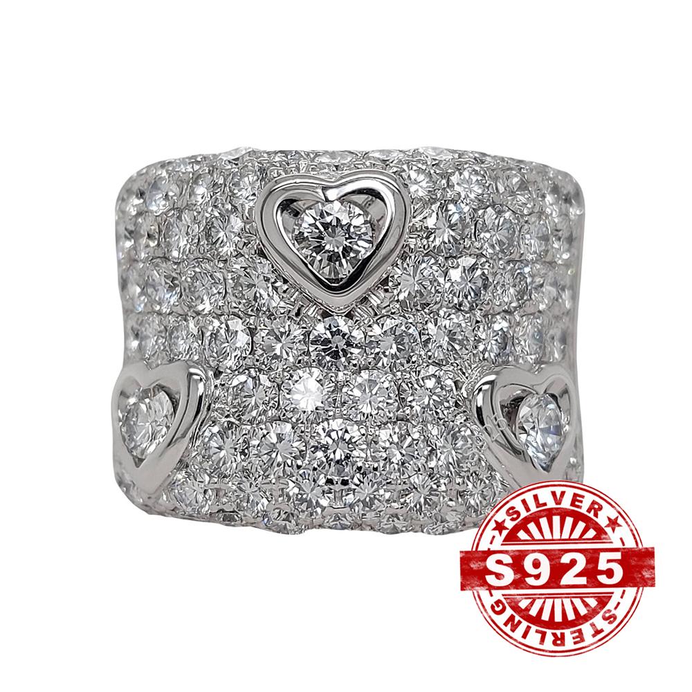 Exaggerated And Grand Zircon Ring With Full Diamonds For Women 925 Silver Fashion Jewelry For Parties Weddings Of Men Gift