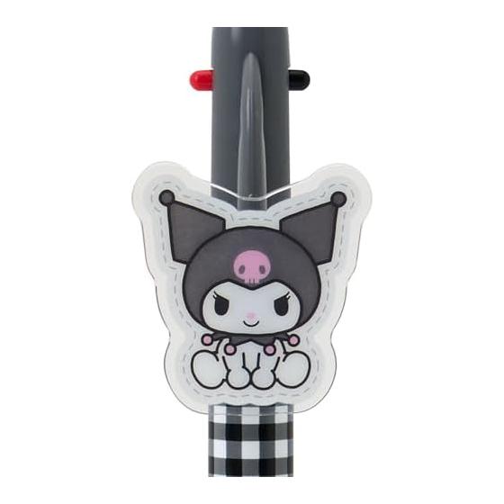 Sanrio Kuromi Двухцветная шариковая ручка и механический карандаш с клипсой-талисманом, Черные/Красные чернила, Нажимной тип