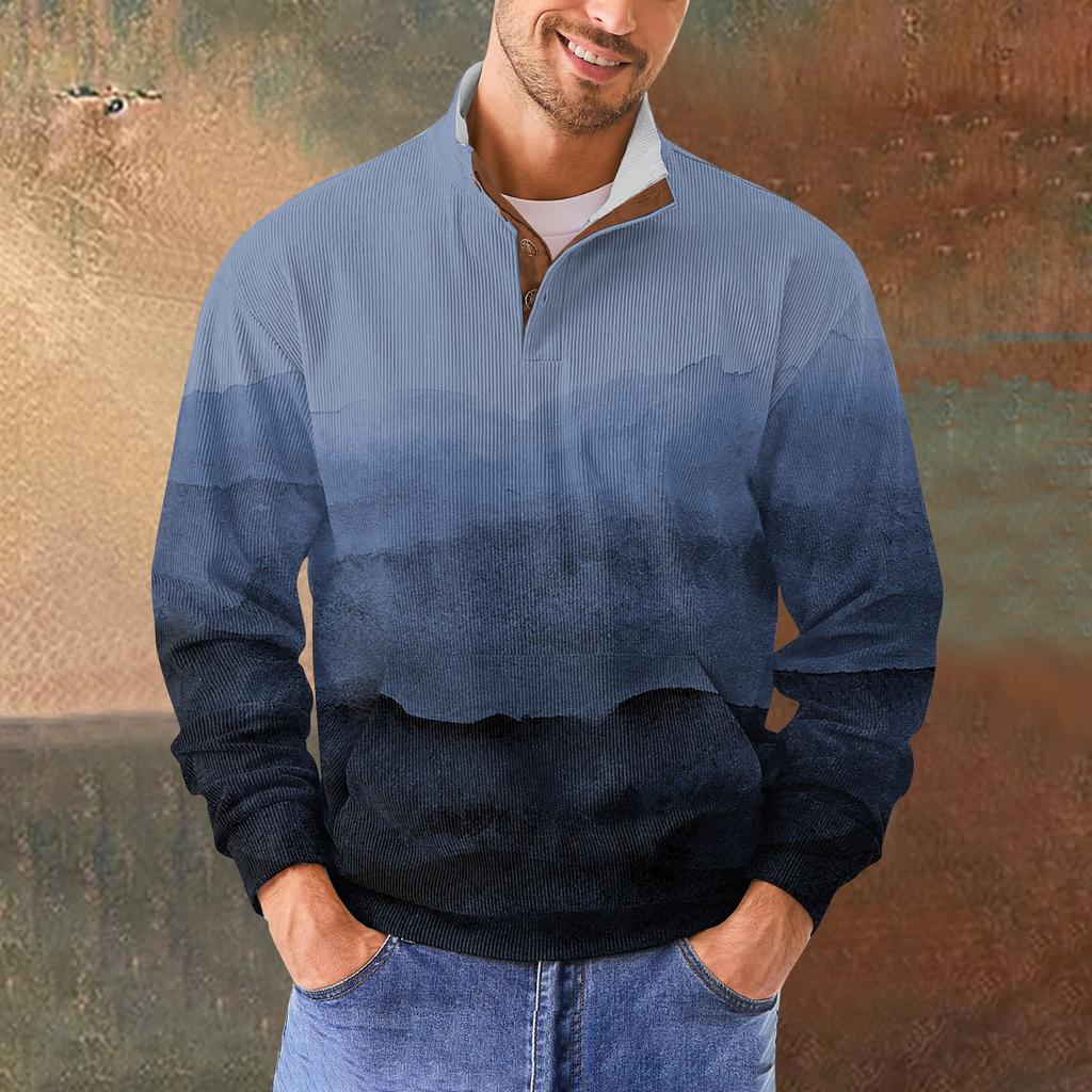 Мужская повседневная толстовка в стиле ретро с градиентным принтом