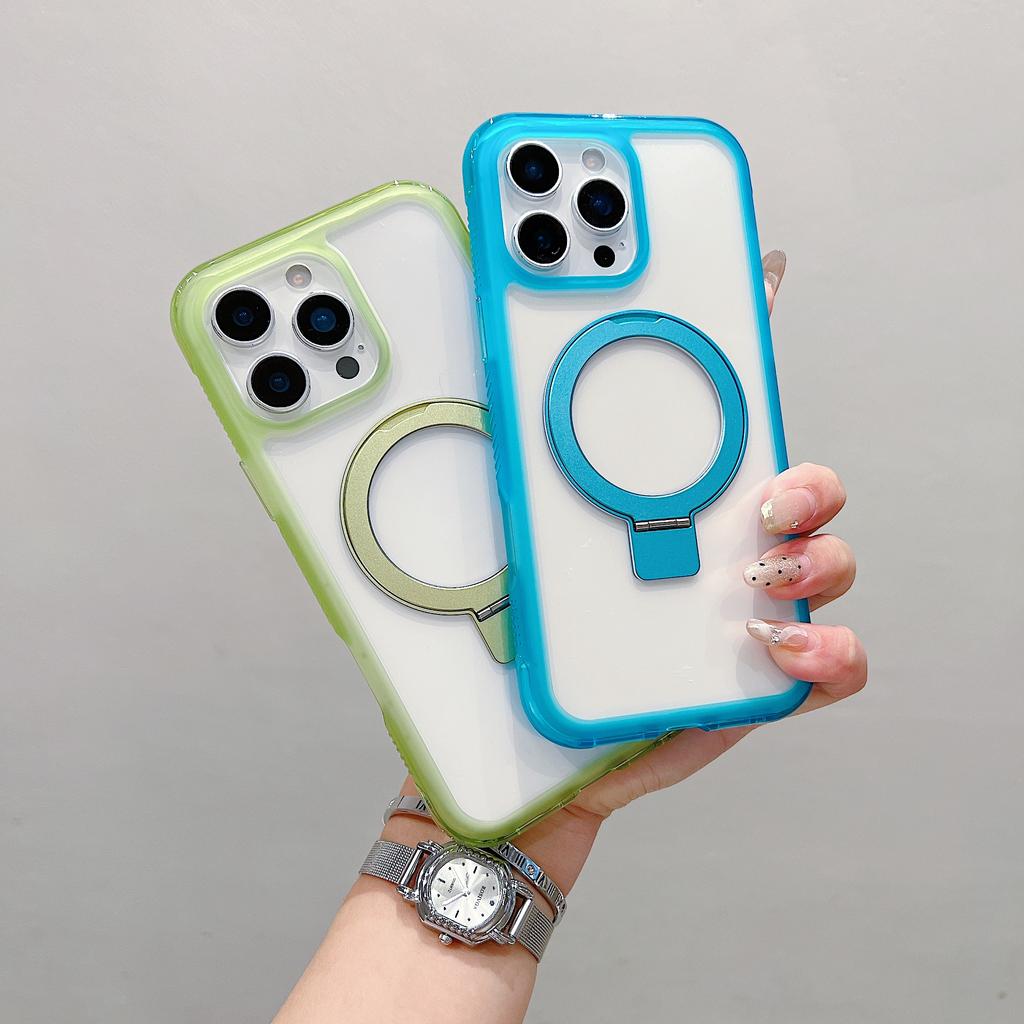 For iPhone 16 Pro Case Compatible with MagSafe Kickstand Clear TPU PC Phone Back Cover