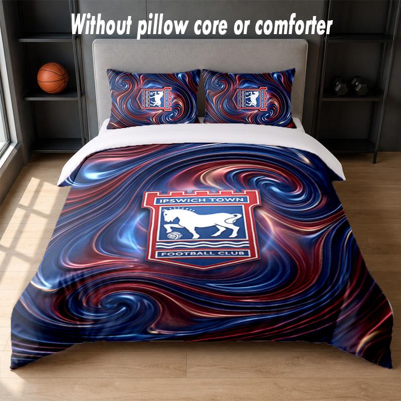 Ipswich Town Football Design Bed Bedding Set 1 Duvet Cover + 2 Pillowcases Soft Breathable Household Bed Linens