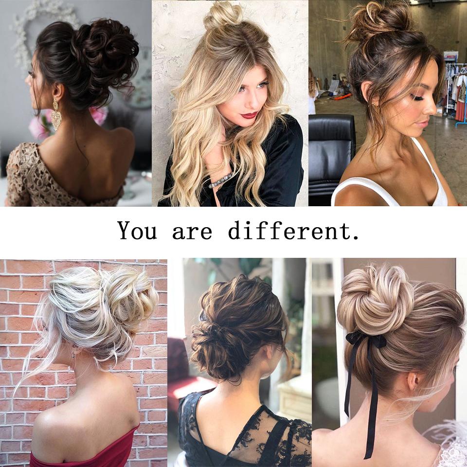 Messy Scrunchies Synthetic Hair Bun With Elastic Band Natural Fake Hair Tie Pieces Ponytail Colored Black Purple Pink Green Gray For Woman Chignon