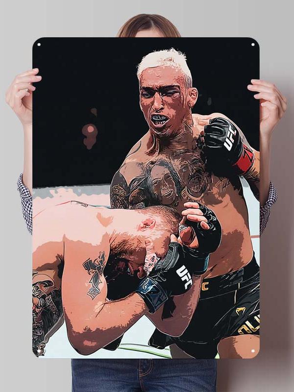 Металлические таблички с изображением боксера Чарльза Оливейры для украшения игровой комнаты, изготовленные на заказ, жестяные таблички с боксерским постером для декора стен, винтажные металлические таблички.