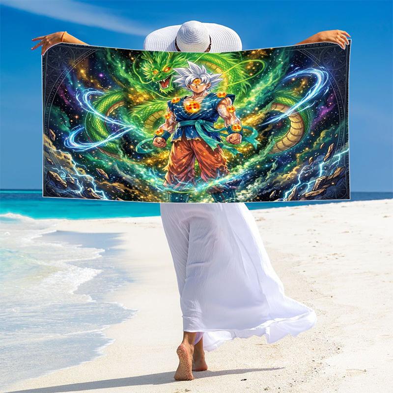 Goku Anime Print Beach Towel, Large Soft Quick Dry Towel for Beach Camping Swimming