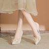 Bridal Wedding Dress Stiletto Wedding Shoes Women Are Not Tired Feet Waterproof Table High Heels Rhinestone Flower Shallow Mouth Stiletto Shoes