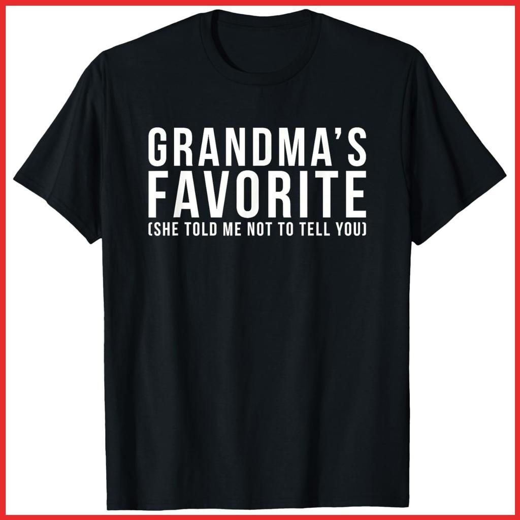 Grandma's Favorite Grandson Or Granddaughter Black Cotton T-Shirt S-5XL