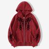 Unisex Zip-Up Hoodie Y2K Print Casual Streetwear Loose Fit Long Sleeve Sweatshirt