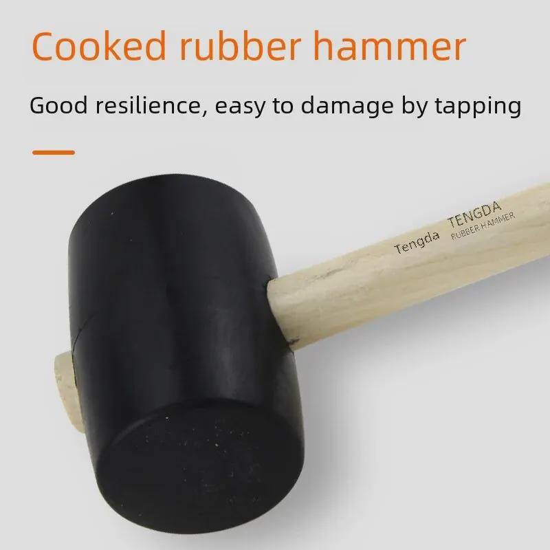 Тенгда Резиновая киянка с рукояткой из массива дерева для укладки плитки и пола