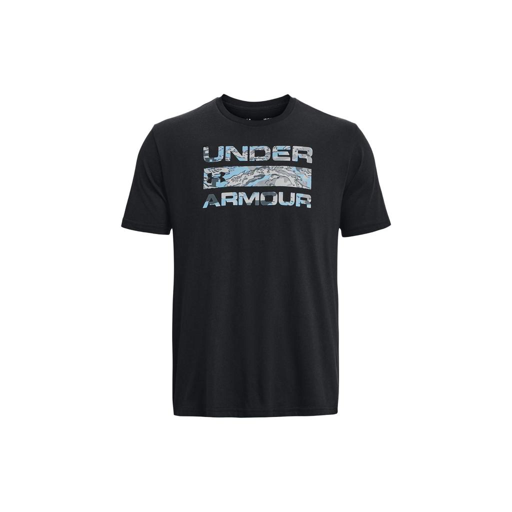 Under Armour Letter Print Crew Neck Short Sleeve T-Shirt Men Tops Black 1361903-003