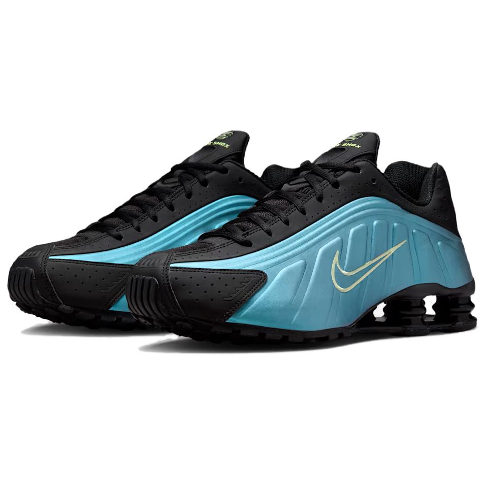Nike Мужские беговые кроссовки Shox R4 Черно-зеленые IF4849-500