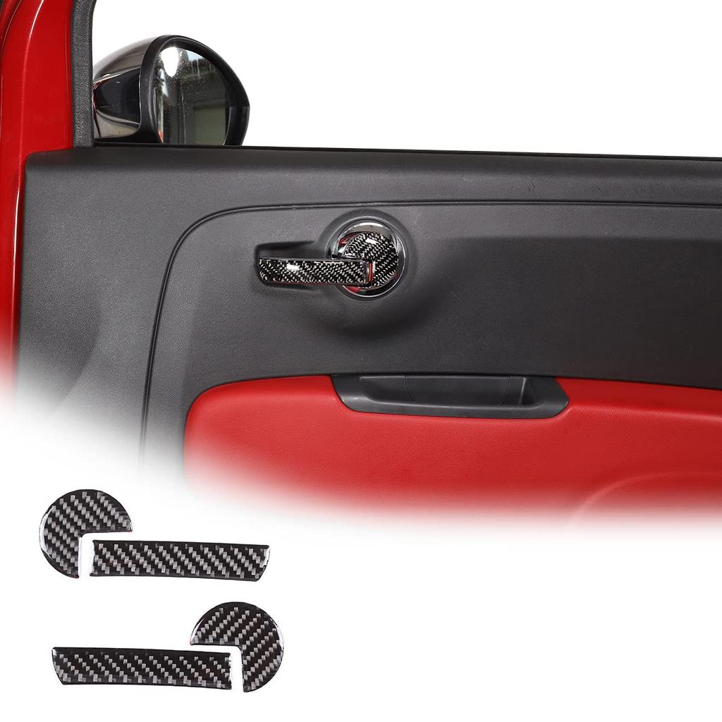 Нчиллоенд Накладки на дверные ручки из углеродного волокна для нового Fiat 500, комплект из 4 шт., роскошный интерьер из углеродного волокна, рулевое колесо и легкий интерьер, индивидуальные автомобильные аксессуары