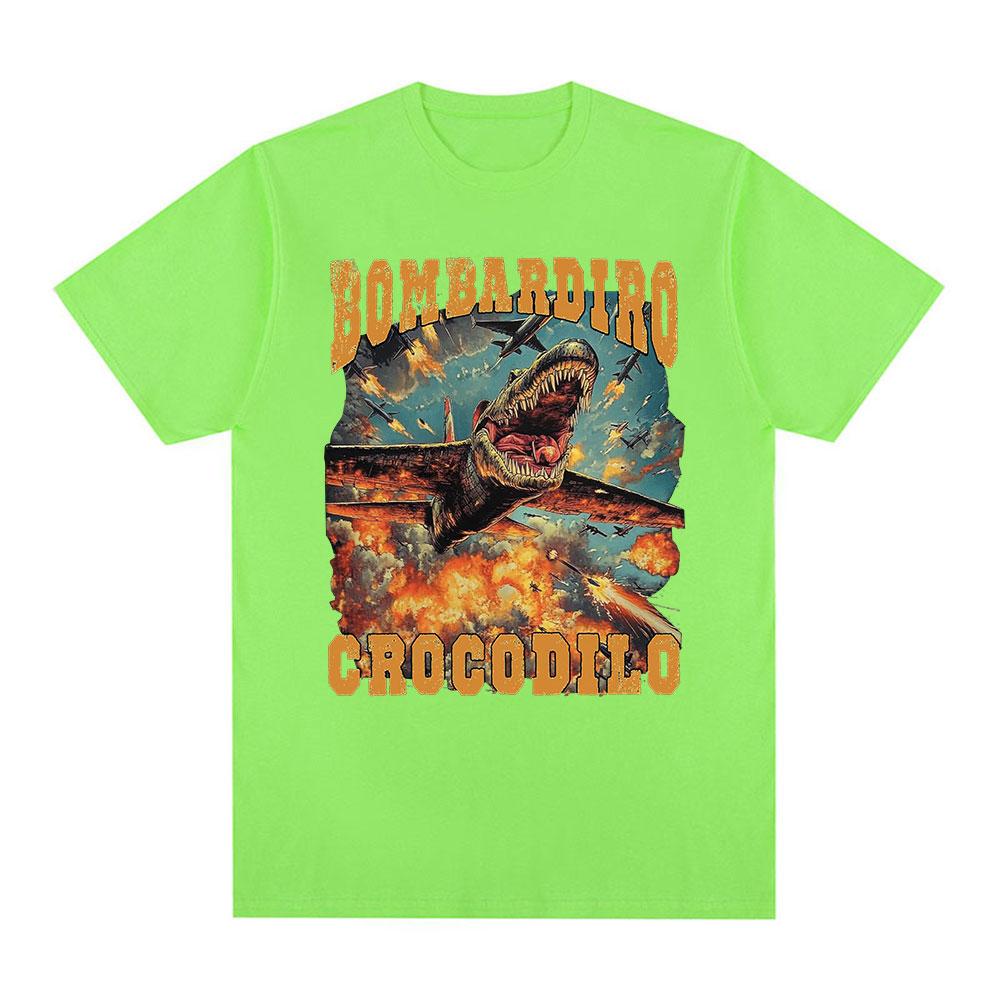 Bombardiro Crocodilo Funny Crocodile Plane Bomber Meme Graphic T-shirt Men's Women Clothing Casual Cotton Short Sleeve T Shirts