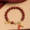 Good Luck Peanut Cinnabar Bracelet for Women S9Pure silver gold-plated peanut luxury niche rabbit bracelet birthday gift