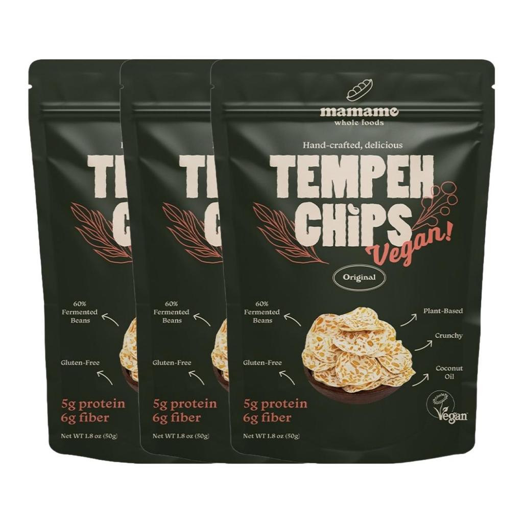 Mamame Tempeh Chips Original Crispy Savory Snack 50g x 3 Pack