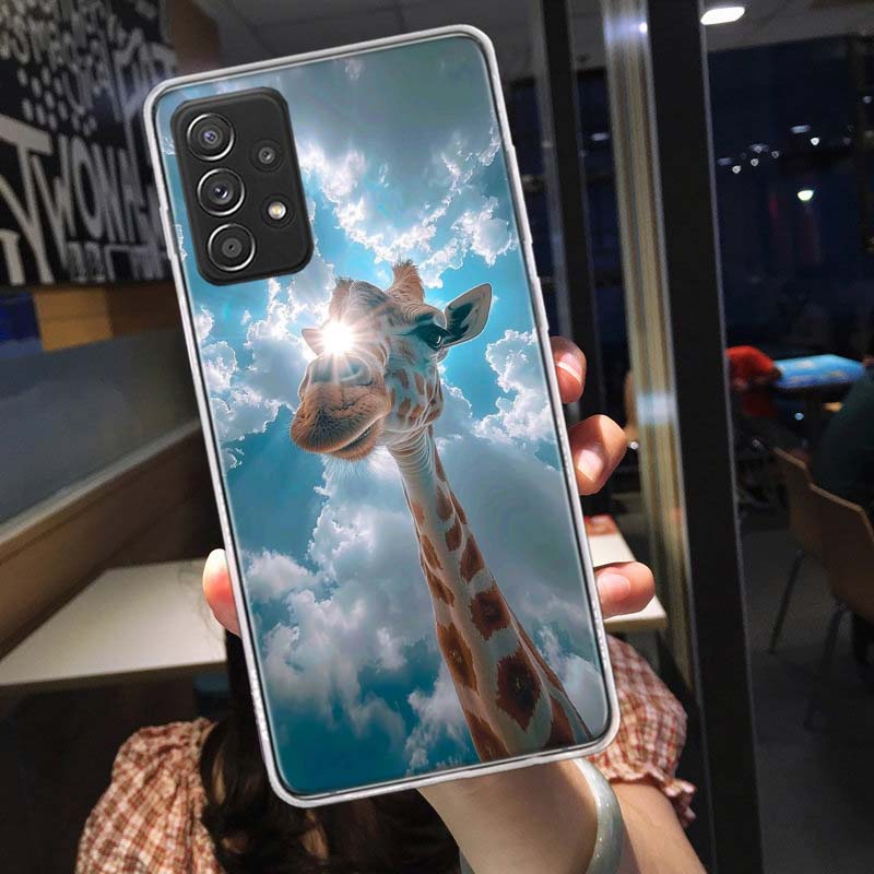 Чехол для телефона с жирафами и длинными шеями для Samsung A54 A57 A37 A17 A14 A15 A12 A24 A34 A55 A35 A25 A52S A07 A05S A04S A22 A32 A72 G