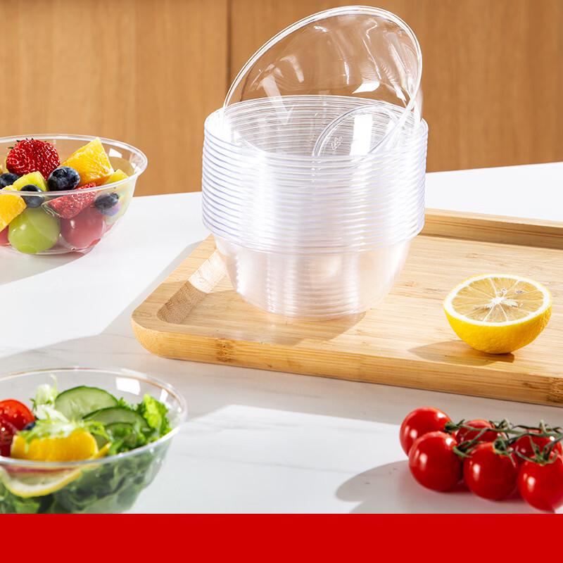 Disposable Plastic Crystal Bowls with Spoons - 100 Sets