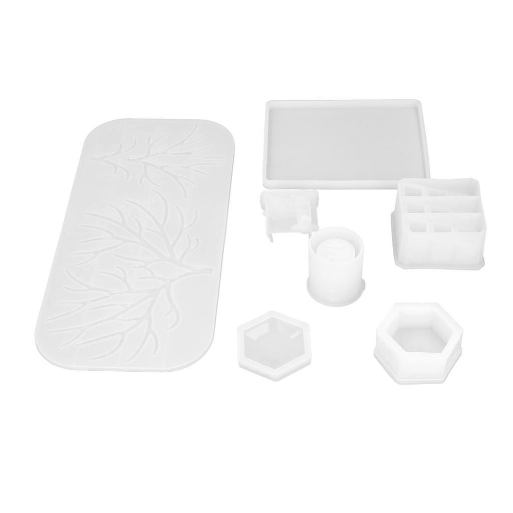 7PCS DIY Crystal Epoxy Resin Molds Deer Shaped Makeup Jewelry Display Tray Silicone Mould