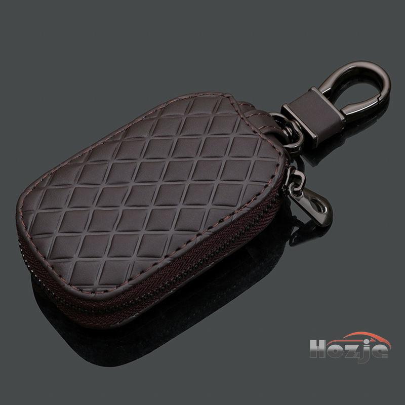 Leather Car Zipper Key Case Key Cover Remote Control Protective Bag Gift