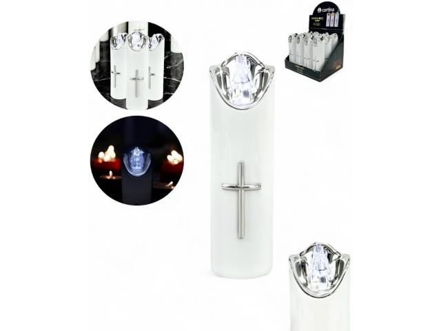 LED candle / candle insert 15cm with a cross