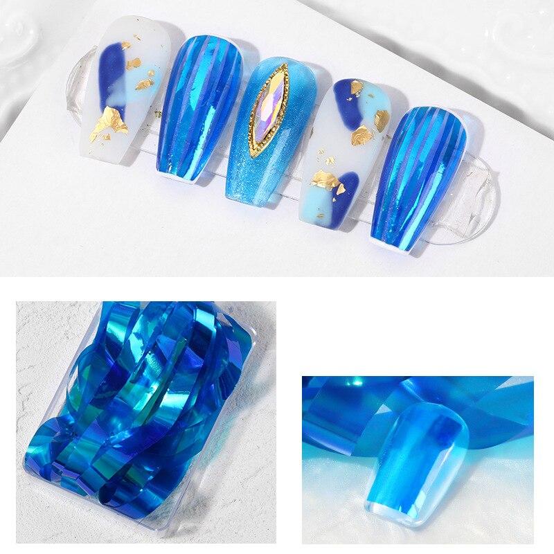 1 Box Aurora Nails Foil Film Sticker Cellophane Paper Korean Nail Glass Foils Trend Design Ice Cube Manicure Nail DIY Decoration