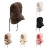 Women's Plush Warm Scarf One-piece Hat, Thickened Skiing And Cycling Face Mask, Windproof Hood Cap