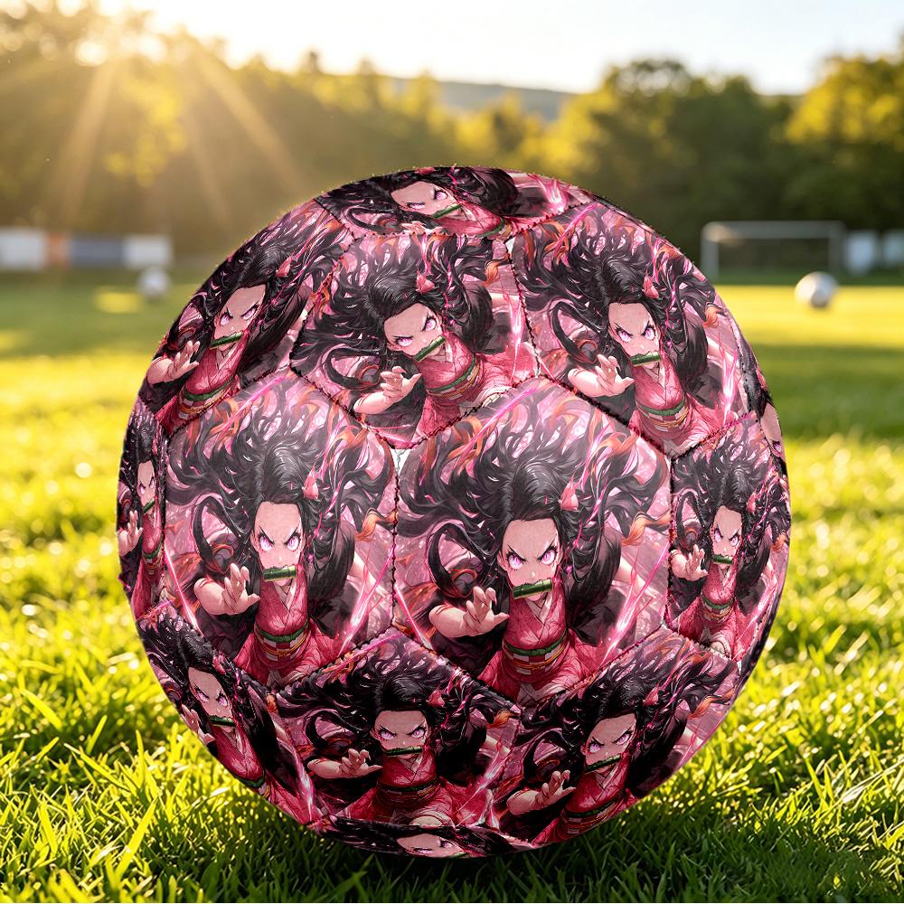Demon Slayer Printed Size 5 Standard Football, Waterproof PU Training Soccer Ball for Outdoor Sports