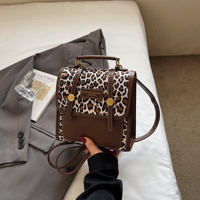 Women's Versatile Leopard Print Backpack - Fashionable Single Shoulder or Crossbody Bag