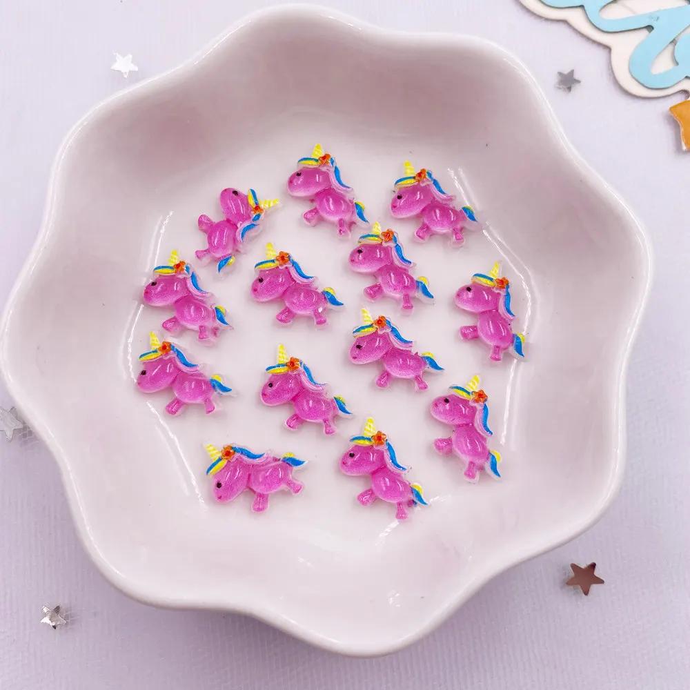 50pcs Resin Colorful 3D Unicorn Figurines Nail Art Flatback Rhinestone Scrapbook DIY Wedding Applique Jewelry Accessories Crafts
