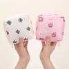 Sanitary Napkin Storage Bag Cartoon Print Portable Zipper Closure Large Capacity Cosmetic Earphone Keys Jewelry Storage Pouch Makeup Bag