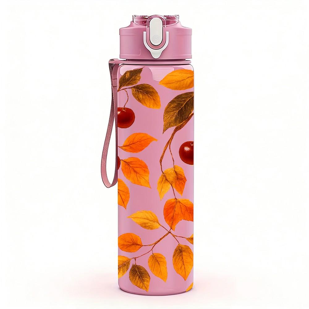 1PC Autumn Fall Leaf 750ml Color Plastic Sports Water Bottle Leakproof Flip Straw Lid Suitable for Sports Office Home Use