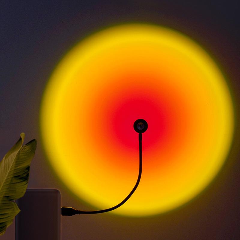 Sunset Lamp USB Rainbow Projector Atmosphere Night Light Home Decoration Pography Lighting Coffee Shop Wall Decor Lamp
